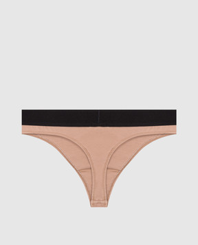 Tom Ford Beige thong panties with logo pattern KNJ009JEX011