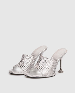 Sergio Rossi Orb silver leather mules B13590MFL380