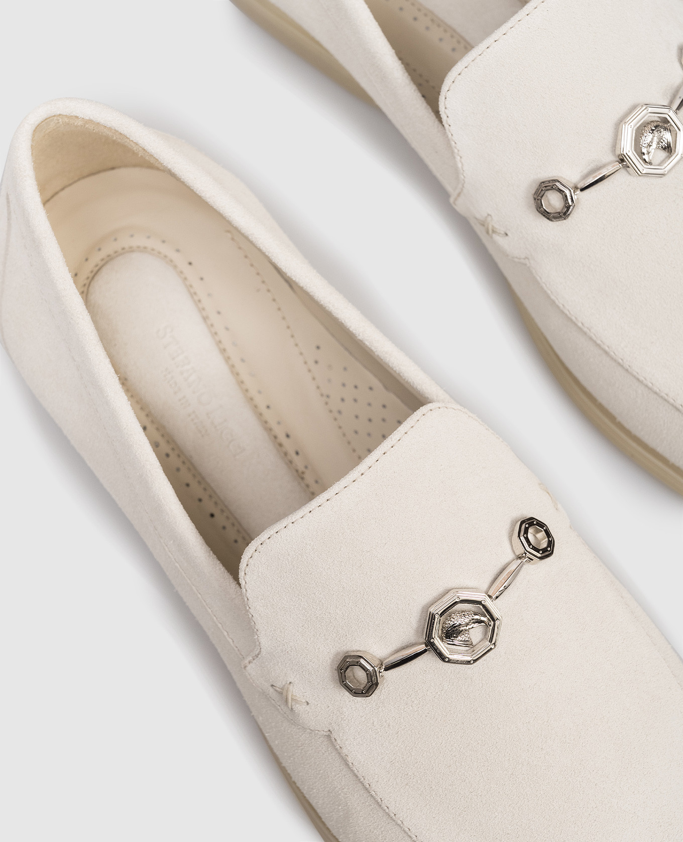 White suede loafers with emblem Stefano Ricci 5