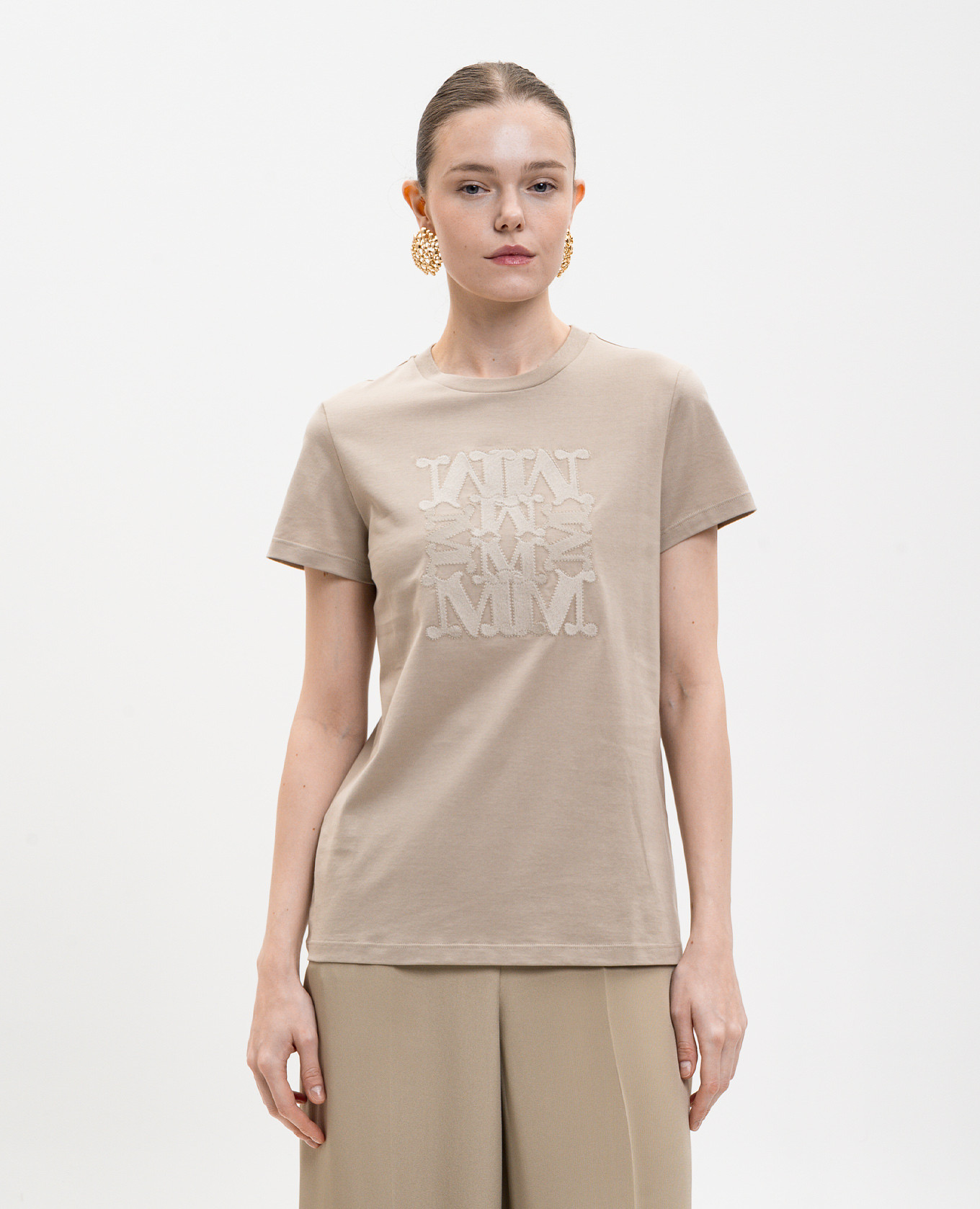 

GIOVANE beige t-shirt with embroidery Max Mara