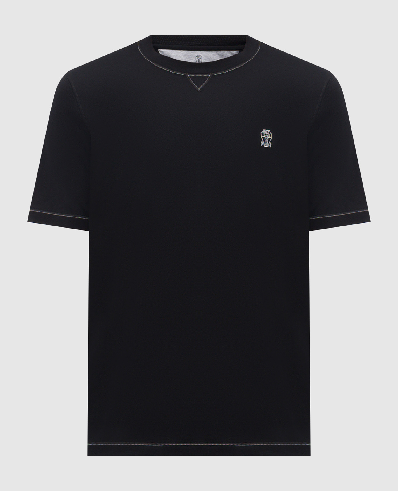 Black T-shirt with embroidered emblem