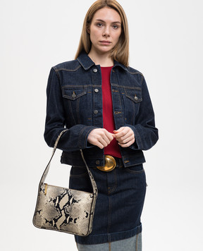Khaite Beige leather bag Lori with reptile leather embossing H1043803