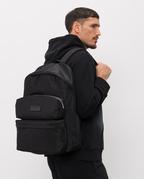 Maison Margiela MM6 Black backpack with logo patch SB5WA0006P8504
