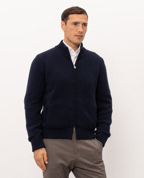 Enrico Mandelli Blue wool and cashmere cardigan 4K080A6211