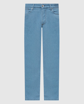 Enrico Mandelli Blue slim jeans with logo patch 0MIAMI5337