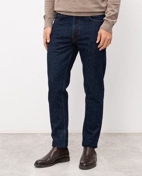 ISAIA Chiaja blue jeans with logo patch PND005DJ132