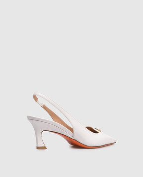 Santoni White leather slingbacks with monogram WDEM72112HA2NWLN