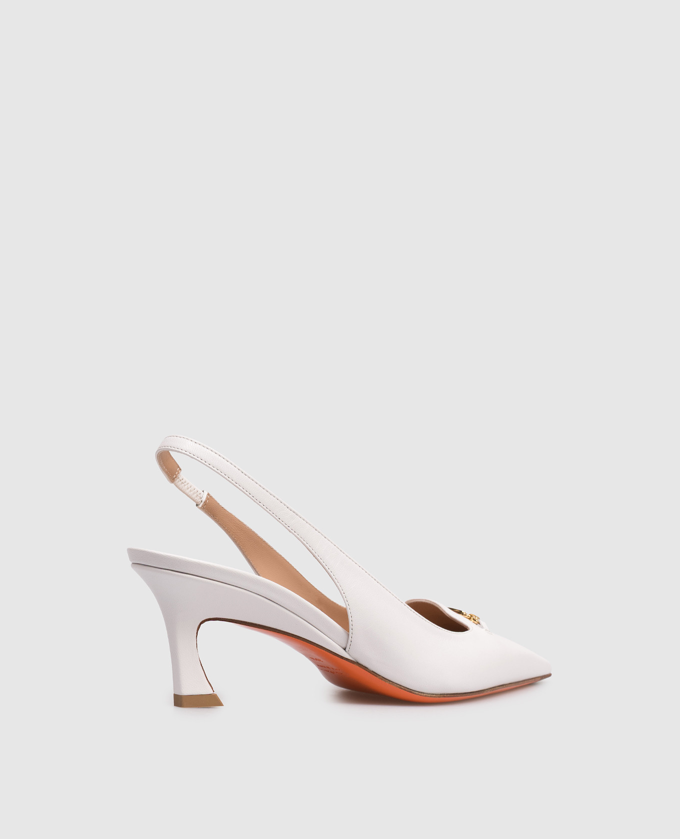 

White leather slingbacks with monogram Santoni