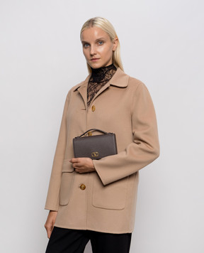 Valentino VLogo brown leather clutch 9W2P0AU1SNP