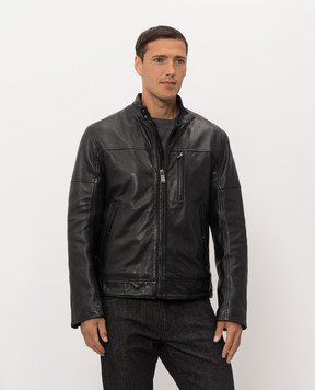 Trussardi Black leather jacket R301M000054NML902L01