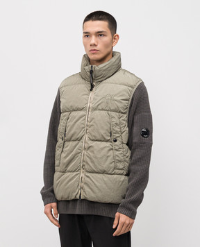 C.P. Company Khaki down vest with logo MVE149A005904G