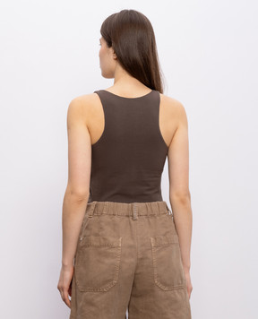 Brunello Cucinelli Brown T-shirt with monil chain M0T18DO100