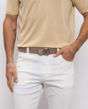 Stefano Ricci Beige suede belt with monogram logo N381SDC366P
