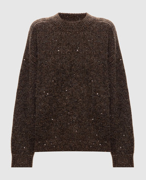 Peserico Brown wool sweater with sequins S99531F05B9202