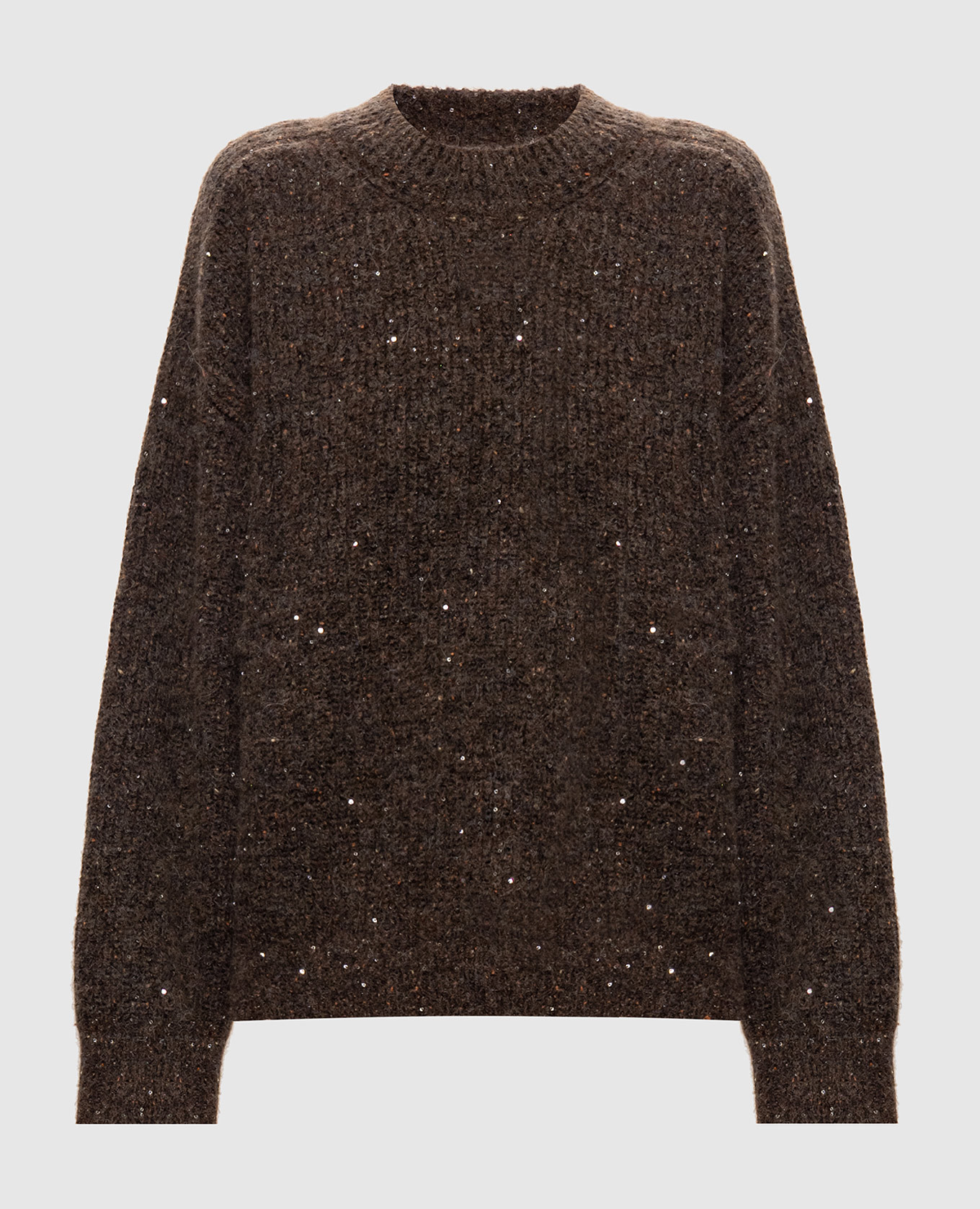 Brown wool sweater with sequins