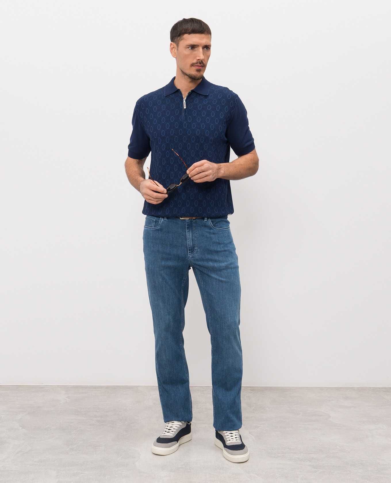 

Blue polo shirt with pattern Stefano Ricci