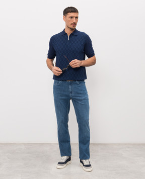 Stefano Ricci Blue polo shirt with pattern K414015P31F26166