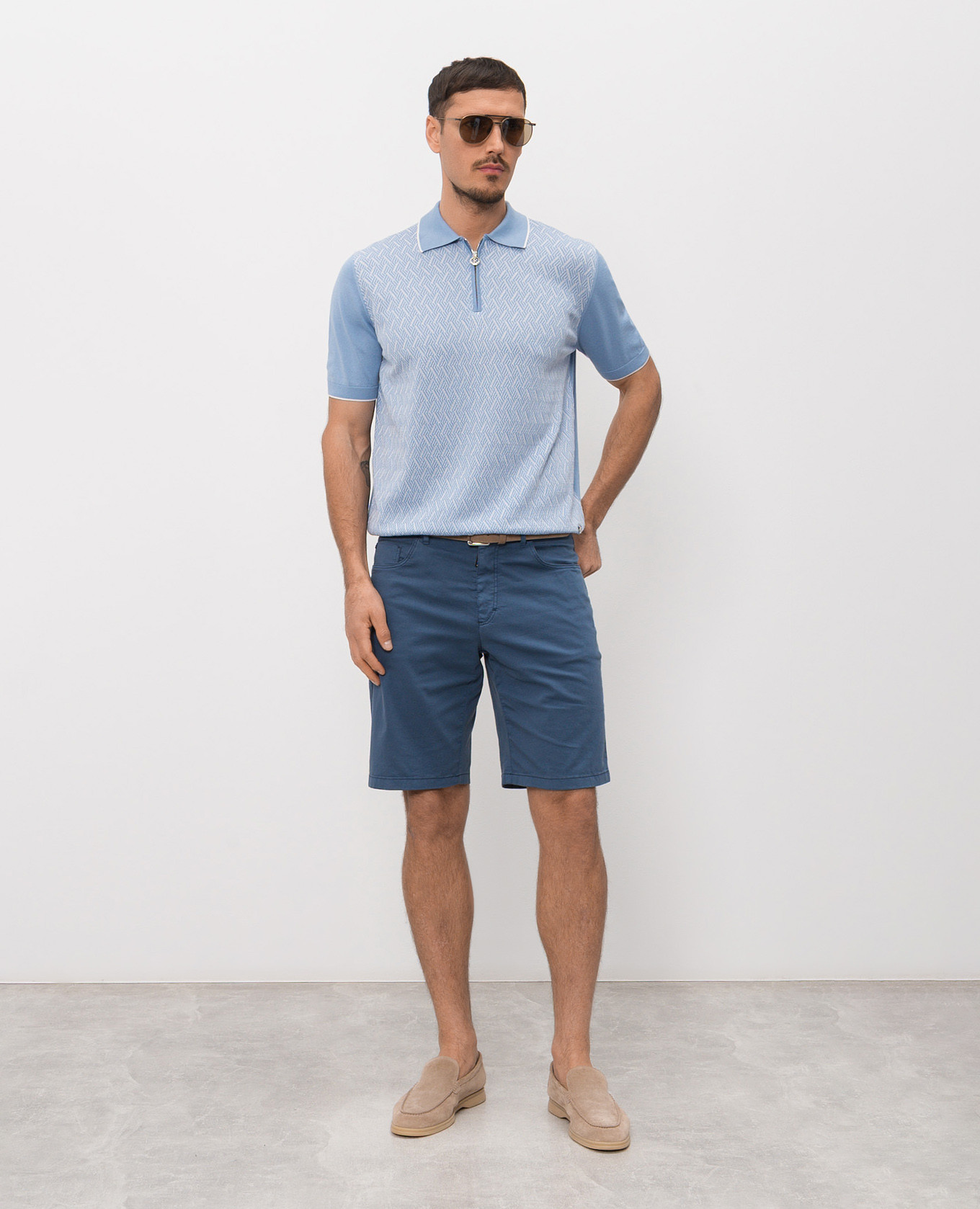 

Blue shorts with embroidered monogram logo Stefano Ricci