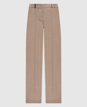 Peserico Beige wool pants with lurex stripes P0433503362
