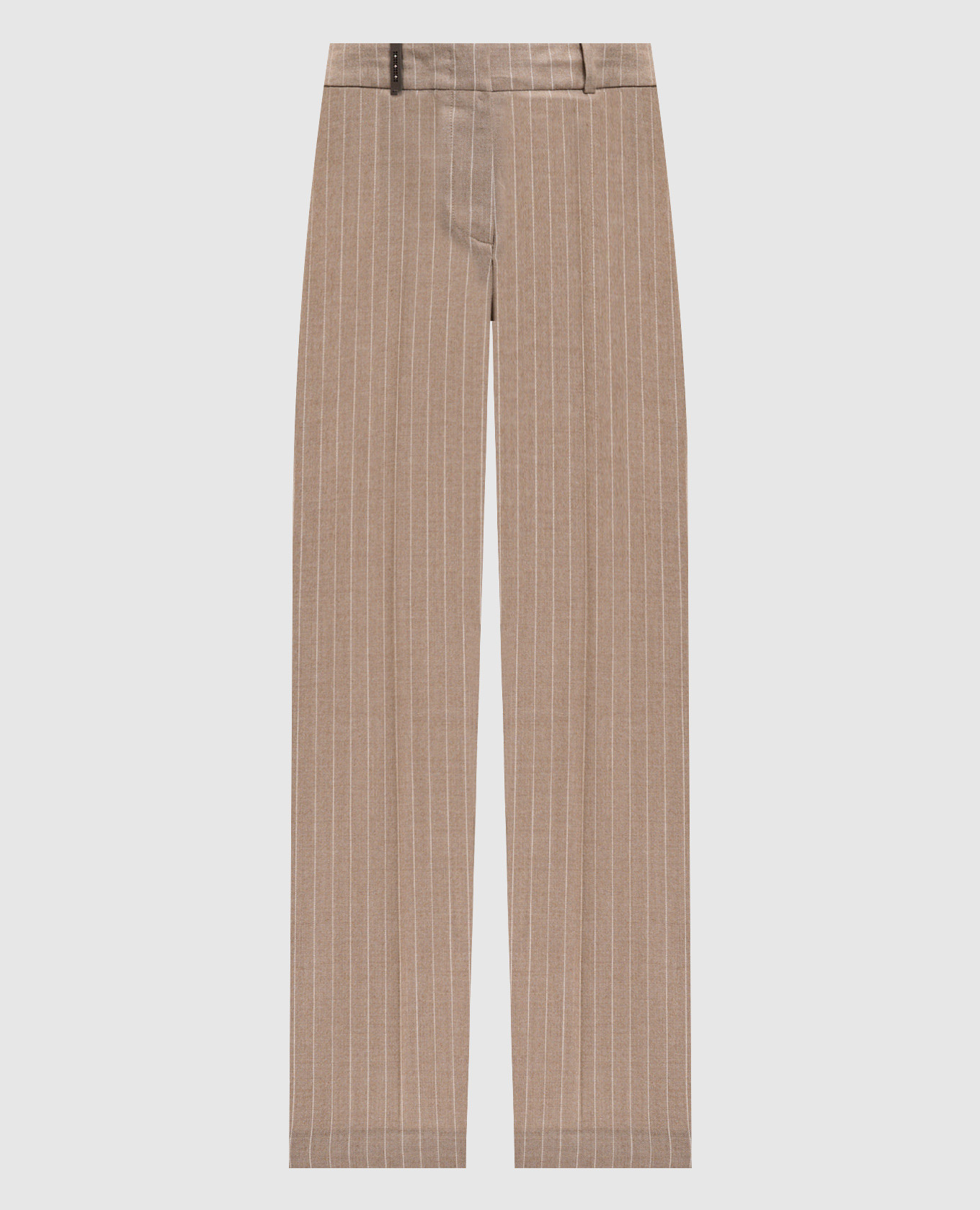 Beige wool pants with lurex stripes