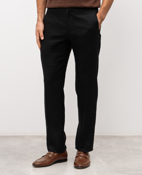 Kiton Black linen pants UPN01H09690