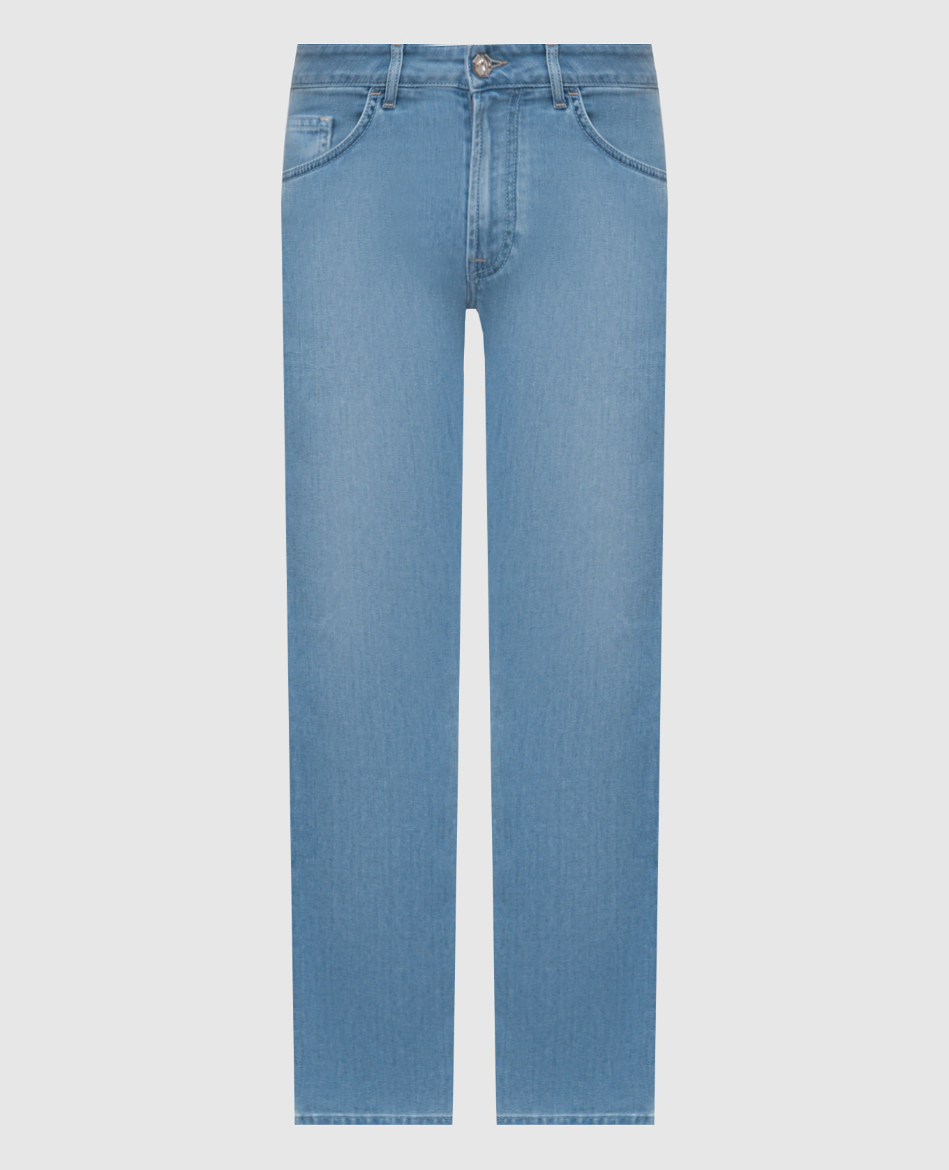 Blue jeans with embroidered emblem Stefano Ricci