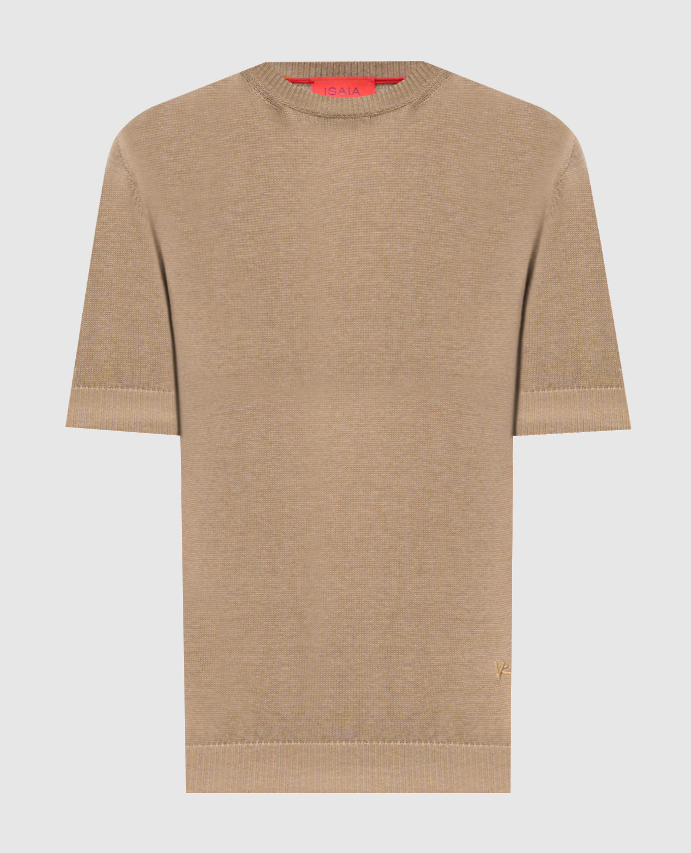 Beige linen and silk T-shirt
