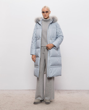 Be Florence Blue down jacket with fox fur BE26111