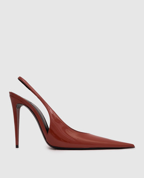 Saint Laurent Terracotta patent leather slingbacks GUERMANTES 867184AAD60