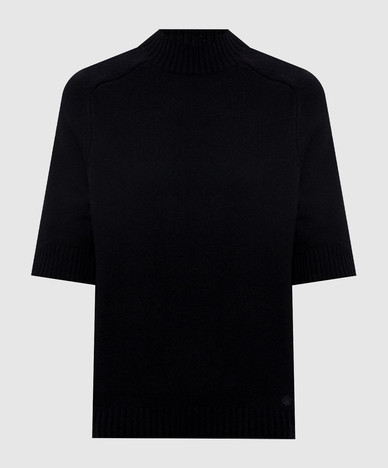 RUTH schwarzer Kaschmirpullover mit kurzen Ärmeln