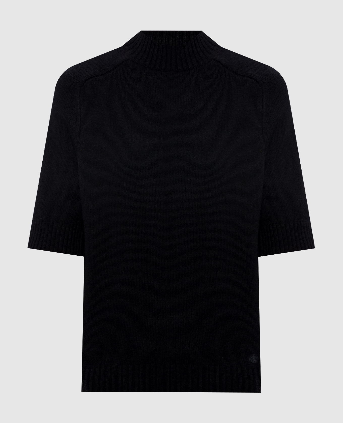 RUTH black cashmere sweater with short sleeves