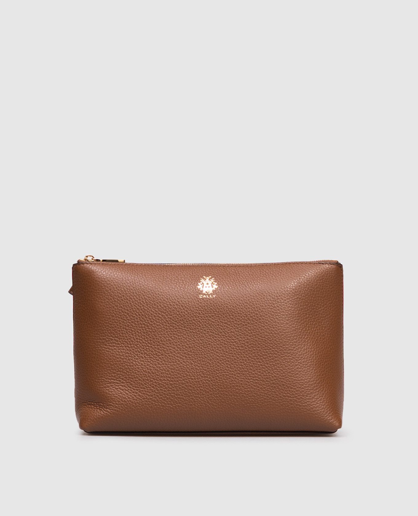 

Brown leather clutch with emblem Bally