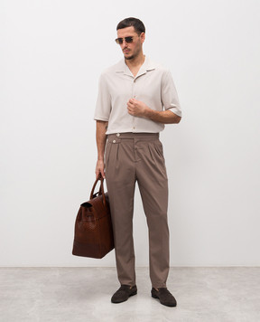 Brunello Cucinelli Beige silk shirt with woven pattern MW8326684