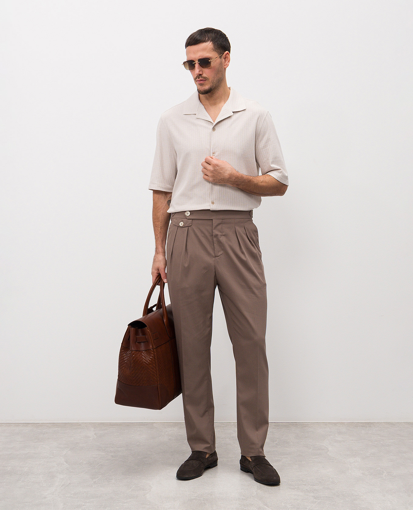 Beige silk shirt with woven pattern Brunello Cucinelli 2