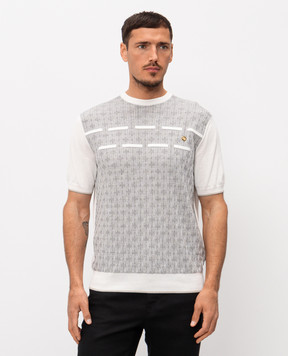 Stefano Ricci Silk T-shirt with eagle head emblem K616462G40F26224