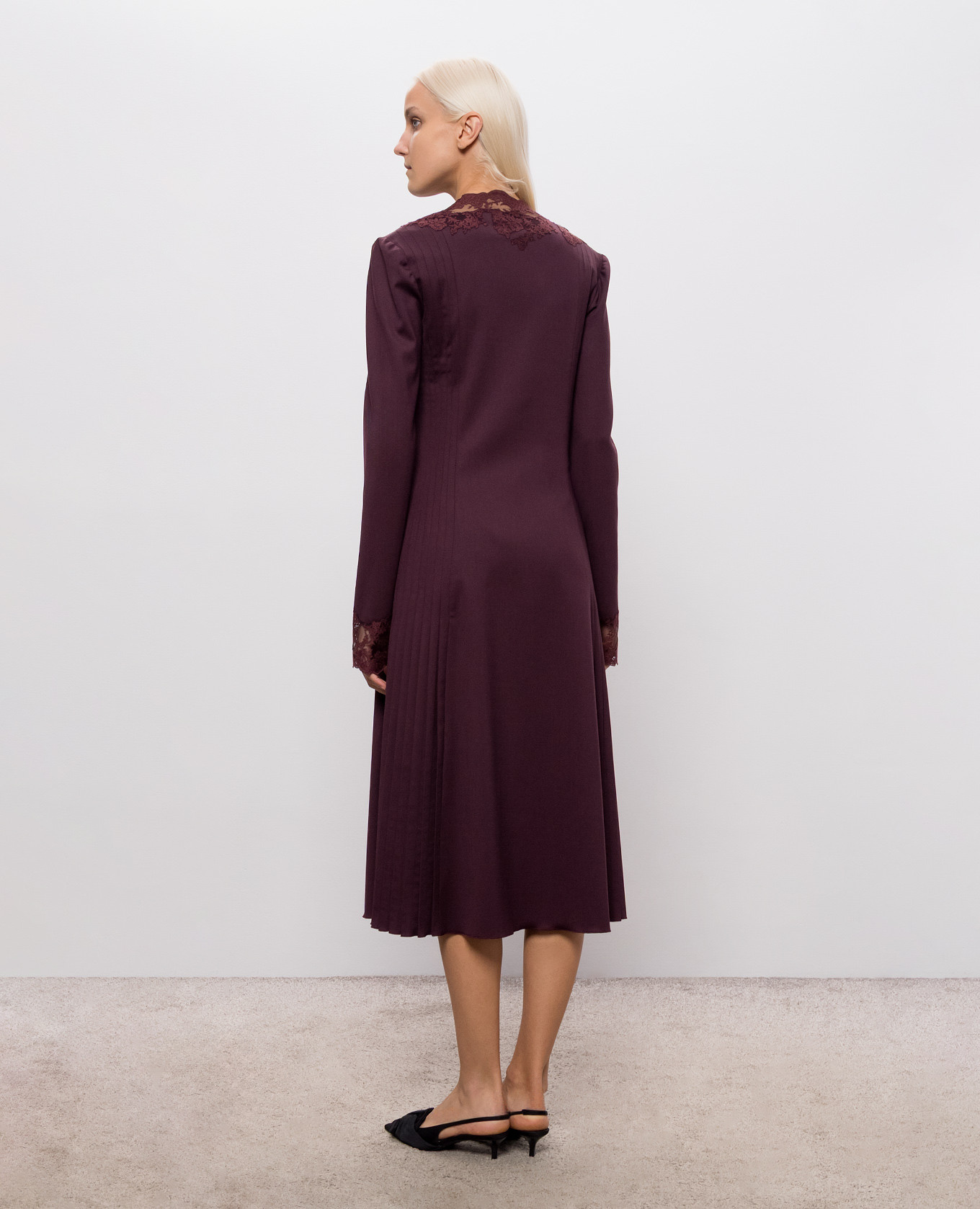 Burgundy wool dress with lace Ermanno Scervino 3