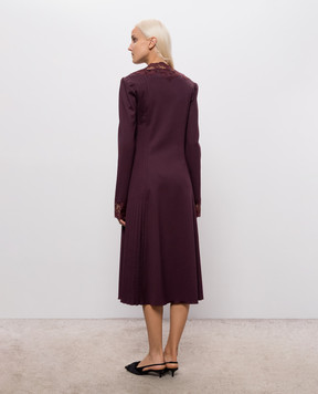 Ermanno Scervino Burgundy wool dress with lace D492Q335APYEM