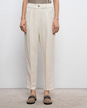 Brunello Cucinelli Beige linen pants MH126P9148