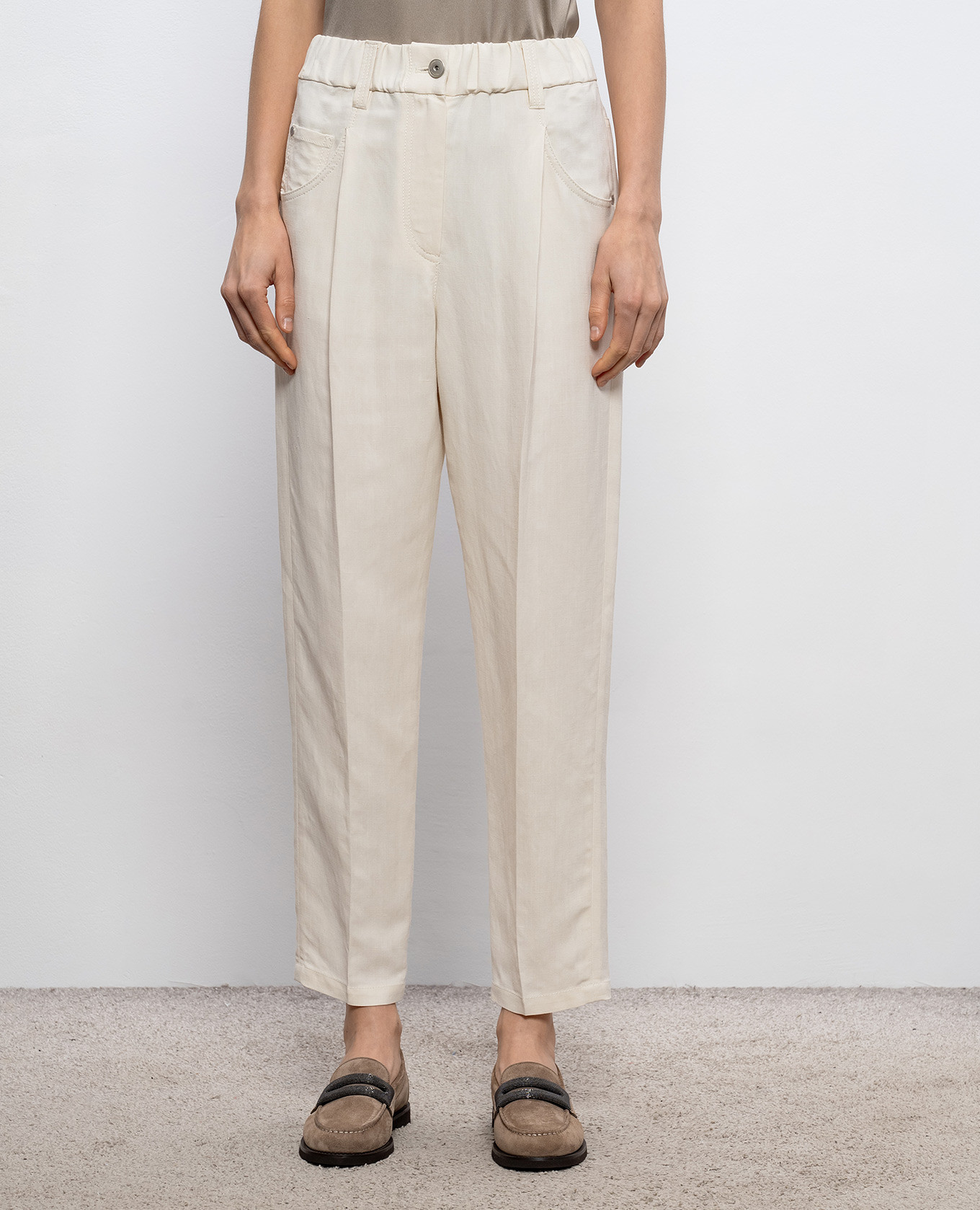 Beige linen pants Brunello Cucinelli 3