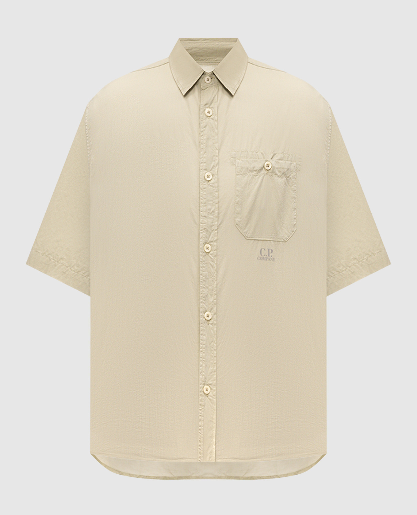 Khaki short-sleeved shirt