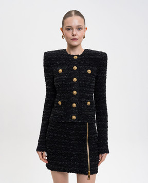 Balmain Black tweed jacket with hemp FF0SK890KJ16