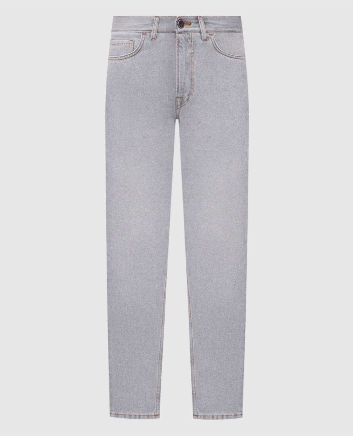 Grey jeans with logo patch