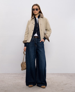 Brunello Cucinelli Blue jeans with logo patch MA095P4059