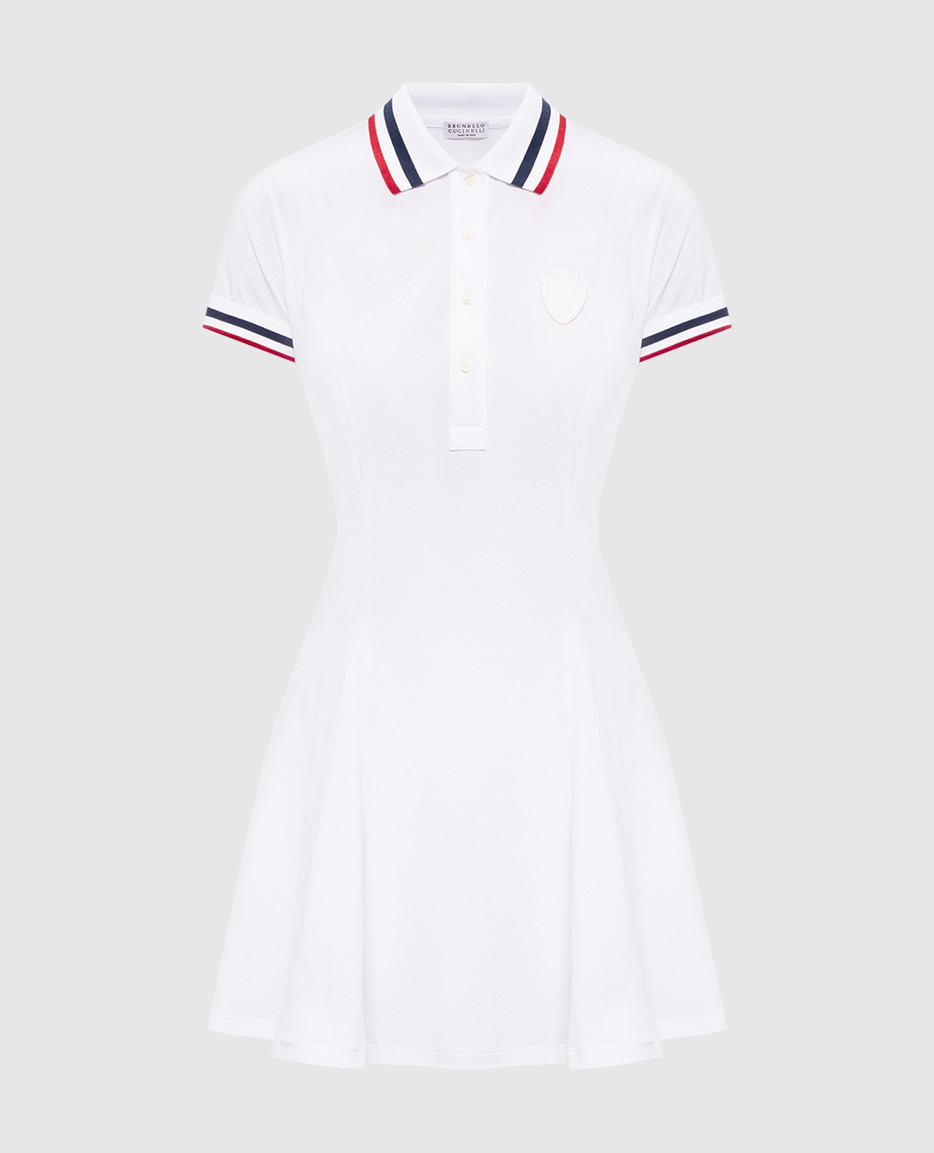 White polo dress with logo patch Brunello Cucinelli