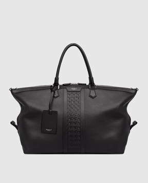 Serapian Black leather travel bag with logo SRCMOMTR707545C001