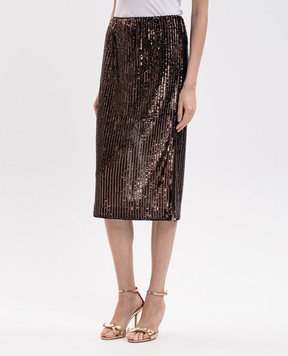 Twinset Brown sequined skirt 262TT2142