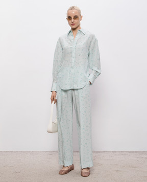 Victoria Beckham Green silk blouse with floral print 1226WSH007286A