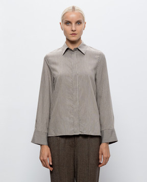 Peserico Brown striped silk shirt S0649202678