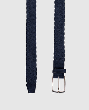 ISAIA Blue suede belt with weaving FB0047PLF40