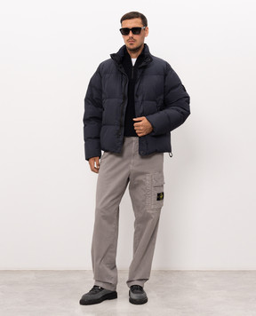 Stone Island Blue down jacket with logo patch L2S154100109S0A23